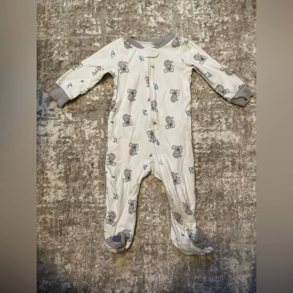 Carter's White and Gray Koala Footie size 6/9M